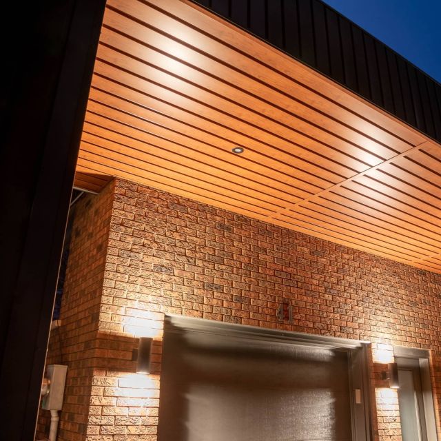 Exterior soffit and brick detail on a custom home by Revel Homes