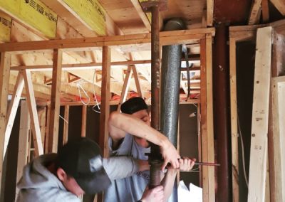 Interior framing during a renovation by Revel Homes