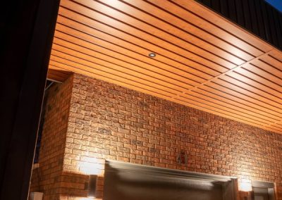 Natural wood soffit detail on a custom home by Revel Homes